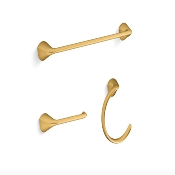KOHLER 3 Piece Avail Vibrant Brushed Brass Bathroom Accessory Set NEW IN BOX - Picture 2 of 5